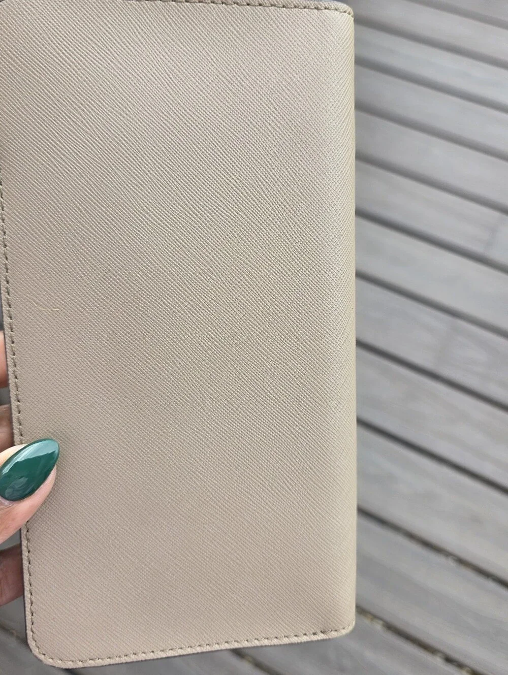 Michael Kors Vintage Taupe Zip-Around Leather Zip Wallet with Gold MK Lock